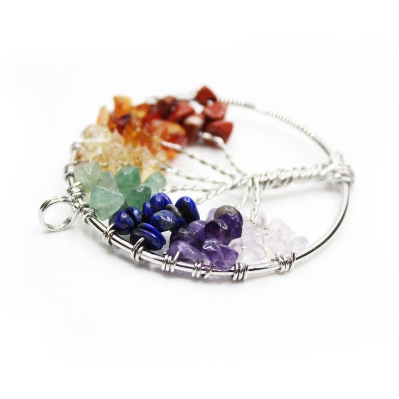 Cmidy Tree of Life Pendant for Necklace Amulet Crystal Quartz DIY 7 Chakra Gemstone Charms for Family Best Friends - Image 4