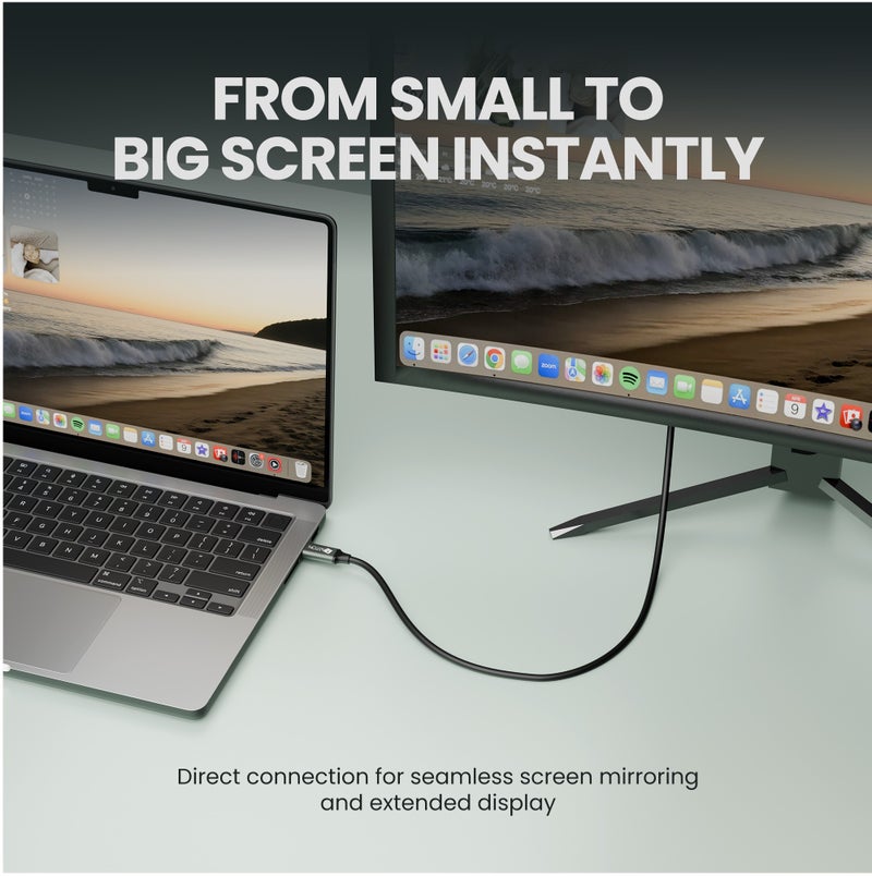اكساستون كابل XASTON USB C إلى HDMI بطول 2 متر، كابل محول 4K UHD من النوع C إلى HDMI، Thunderbolt 3 متوافق مع أجهزة MacBook وiPad والكمبيوتر المحمول وهواتف Android إلى التلفزيون/الشاشة/جهاز العرض (60 هرتز، التوصيل والتشغيل) - Image 3