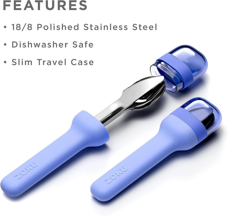 Zoku Pocket Reusable Utensil Set, Blue - Image 4