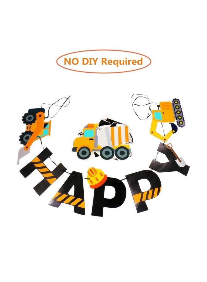 Faisichocalato Construction Birthday Banner Dump Truck Party Decorations Pre-Assembled Builder Bulldozer Excavator Tank Truck Garland Supplies - Image 2