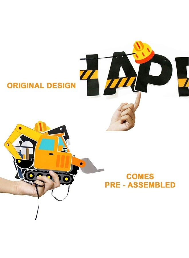 Faisichocalato Construction Birthday Banner Dump Truck Party Decorations Pre-Assembled Builder Bulldozer Excavator Tank Truck Garland Supplies - Image 5