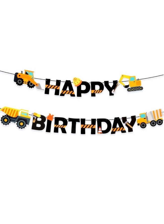 Faisichocalato Construction Birthday Banner Dump Truck Party Decorations Pre-Assembled Builder Bulldozer Excavator Tank Truck Garland Supplies - Image 3