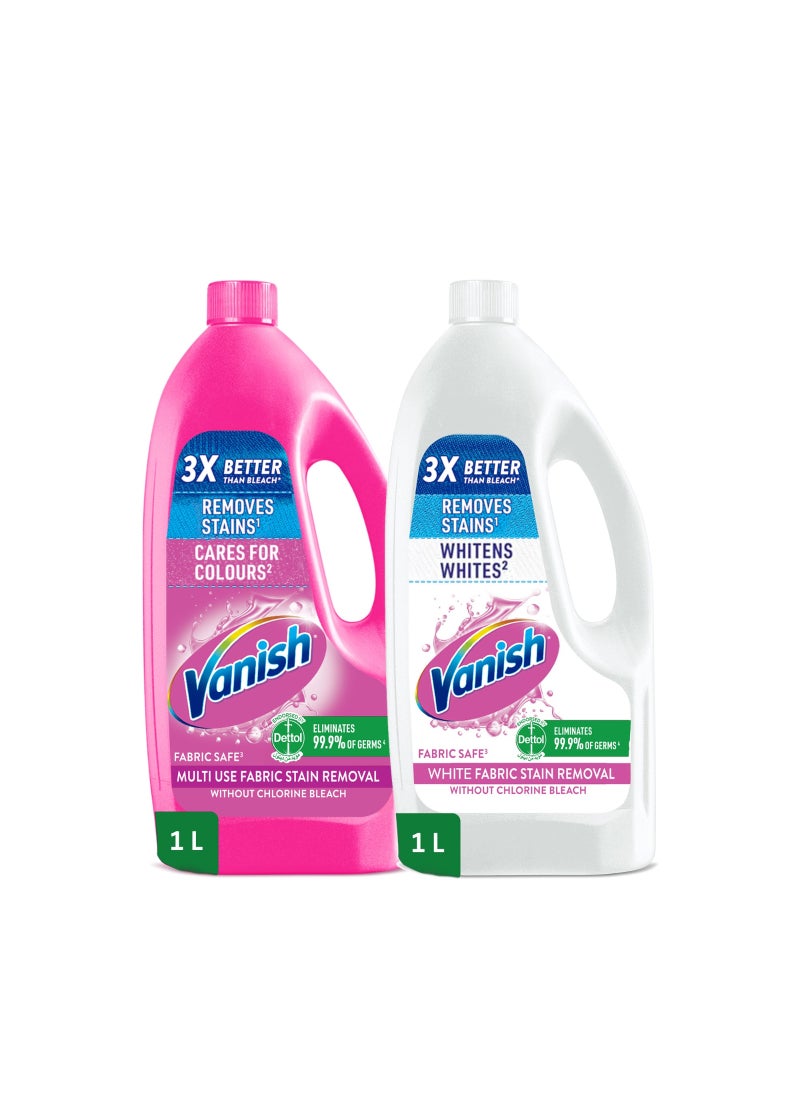 Vanish Liquid Fabric Stain Remover 1L for Coloured & Whites + 1L FREE for White Clothes multicolour 1Liters - Image 1
