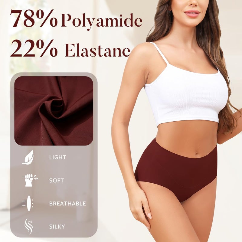 LEVAO Womens High Waist Seamless Underwear Full Coverage Breifs No Show Ladies Panties 6 Pack S-XXL - Image 3