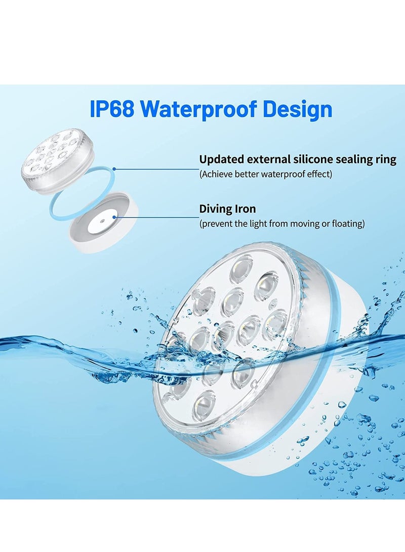MIXDE Pool Lights Submersible LED Light Underwater Battery Operated Pond Lights with RF Remote Suction Cups 16 Colors Magnet Waterproof for Aboveground Inground Pools Fountain Bathtub Aquarium (2) - Image 4
