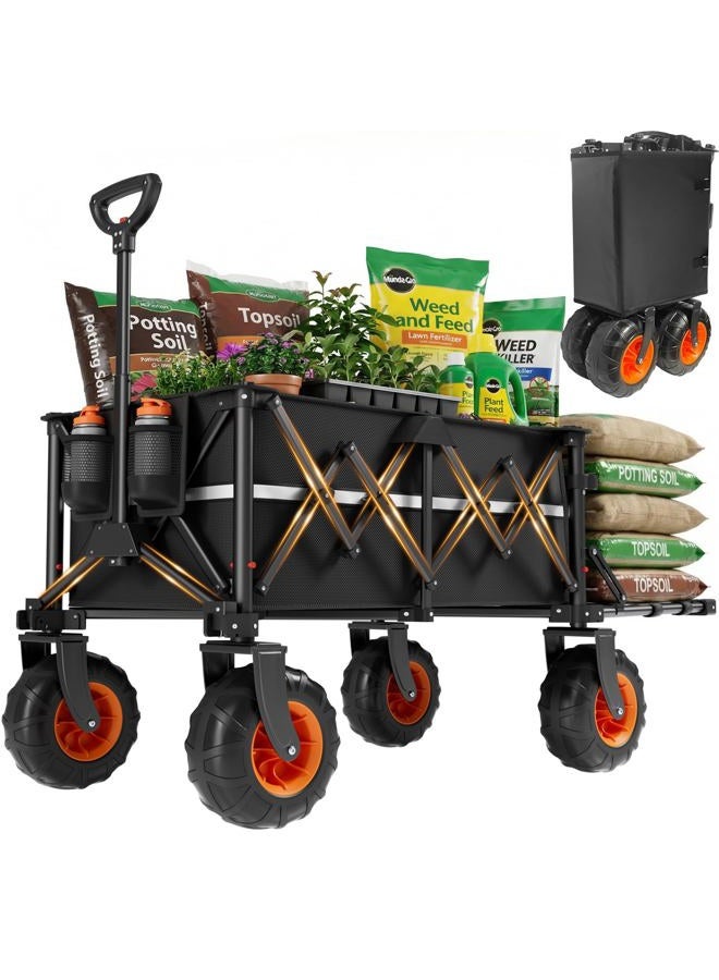HAAGEEP Heavy Duty Garden Wagon Cart Pullable on Wheels, - Image 1