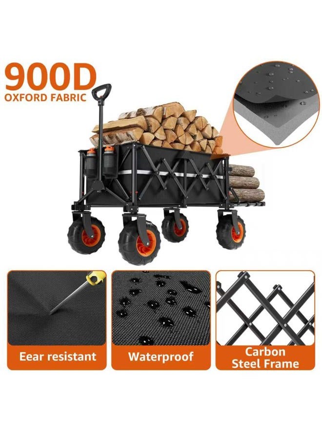HAAGEEP Heavy Duty Garden Wagon Cart Pullable on Wheels, - Image 2