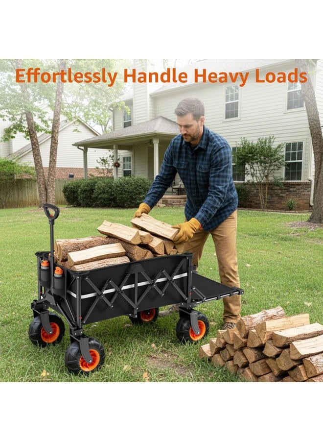 HAAGEEP Heavy Duty Garden Wagon Cart Pullable on Wheels, - Image 3