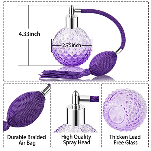 Lamoutor Vintage Perfume Spray Bottle 100ml Vintage Refillable Perfume Bottle with Long Tassel Purple - Image 2