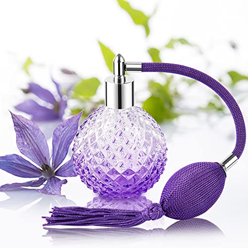 Lamoutor Vintage Perfume Spray Bottle 100ml Vintage Refillable Perfume Bottle with Long Tassel Purple - Image 5