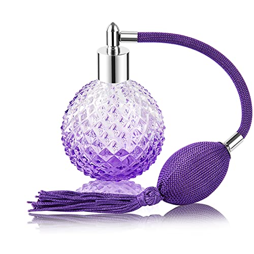 Lamoutor Vintage Perfume Spray Bottle 100ml Vintage Refillable Perfume Bottle with Long Tassel Purple - Image 1