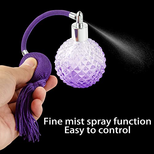 Lamoutor Vintage Perfume Spray Bottle 100ml Vintage Refillable Perfume Bottle with Long Tassel Purple - Image 3