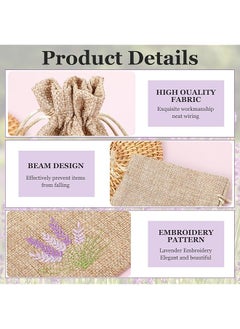 erorex 12 Pcs Lavender Sachet Empty Bags Exquisite Jute Drawstring Pouches For Herbs Spices Jewelry Wedding Party Favor Eco Friendly Cotton Linen Lavender Bags For Closets Home Fragrance And Gifts  - Image 3