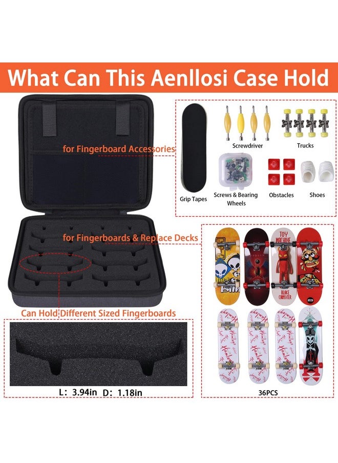 Aenllosi Hard Case For 36Pcs Fingerboards,Large Capacity Holder For Mini Finger Skateboards Toy,Compatible With Grip Tapes,Bearing Wheels,Trucks & Decks(Black,Case Only)  - Image 5