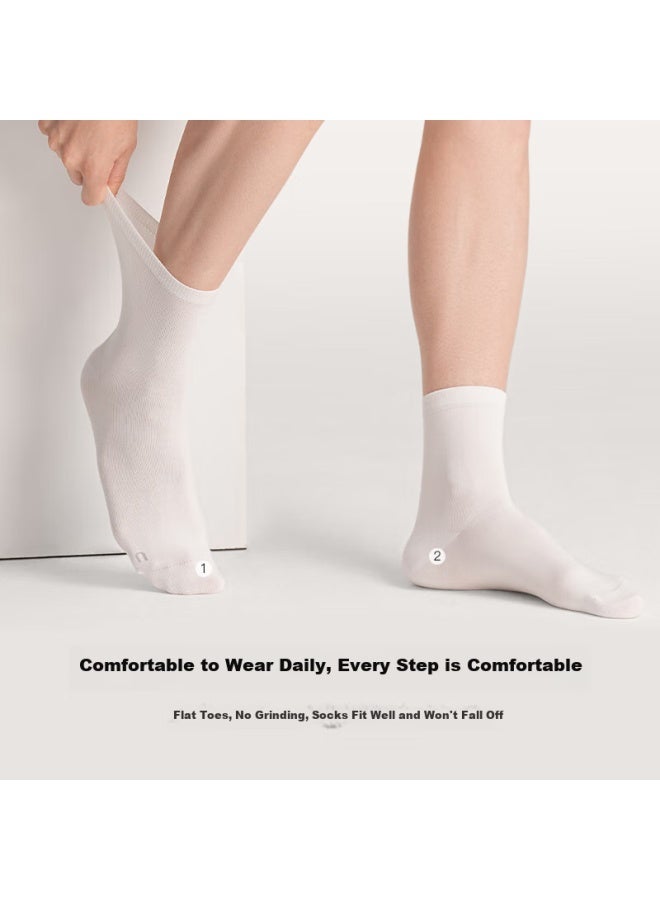 Ubras Xinjiang Cotton Breathable Men'S Mid-Tube Socks Cotton Socks Men'S Odorless Antibacterial Sports Socks 5 Pairs Couple White Right Angle - Image 2