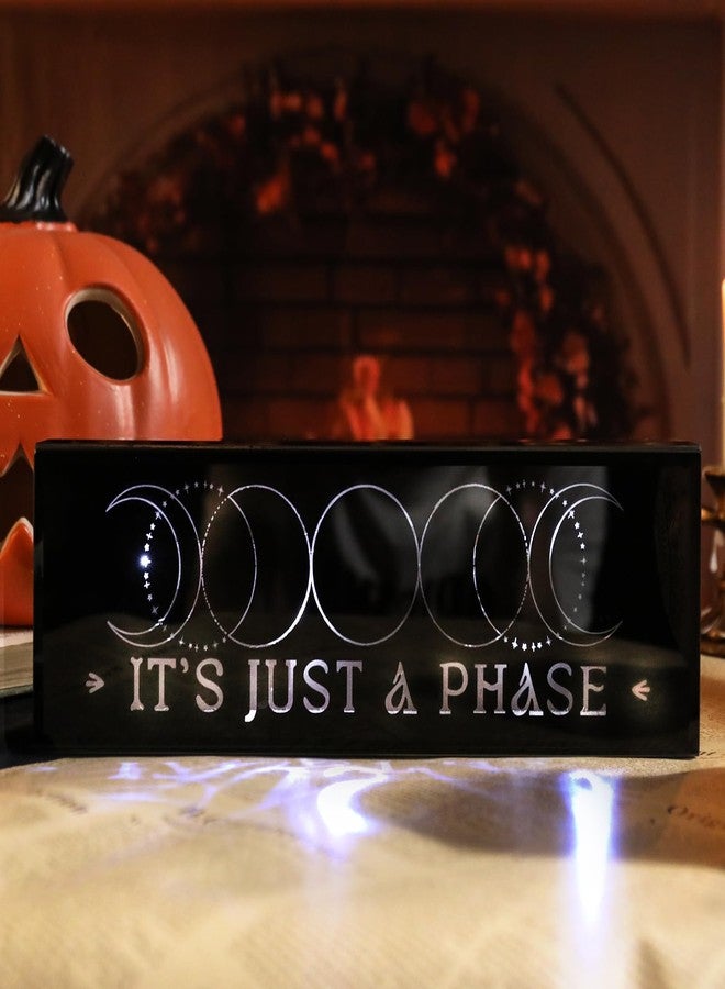 VCUTEKA Halloween Decor, Moon Phase Light Tabletop Decoration, Halloween Glass Box Decor for Indoor Outdoor Gothic Home Table Mantel Fireplace Party Decorations - Image 1