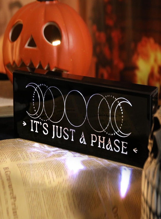 VCUTEKA Halloween Decor, Moon Phase Light Tabletop Decoration, Halloween Glass Box Decor for Indoor Outdoor Gothic Home Table Mantel Fireplace Party Decorations - Image 5