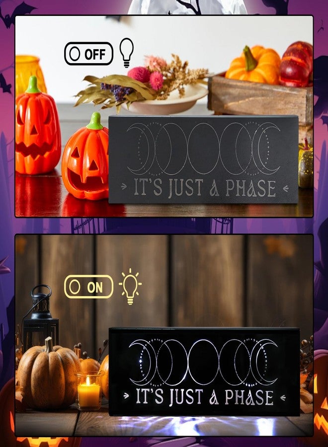 VCUTEKA Halloween Decor, Moon Phase Light Tabletop Decoration, Halloween Glass Box Decor for Indoor Outdoor Gothic Home Table Mantel Fireplace Party Decorations - Image 4