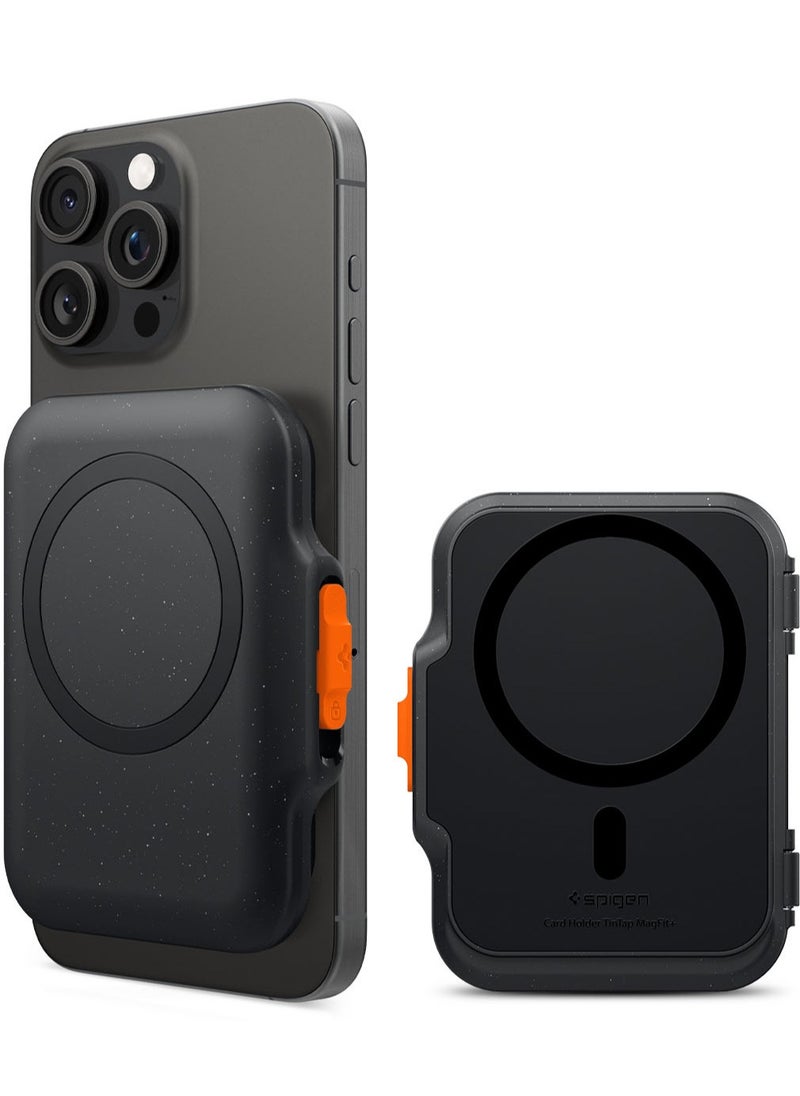Spigen TinTap MagFit Plus Hard Shell Dual Magnet MagSafe Wallet Card Holder [5-6 Cards] for iPhone 16 Pro Max / 16 Pro / 16 Plus / 16 / iPhone 15/14/13/12 series - Black  - Image 1