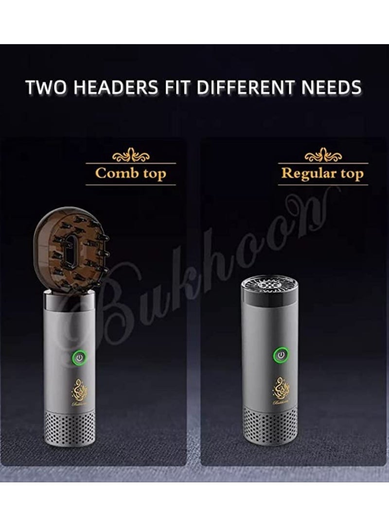 Newest B20 2 In 1 Hair Incense Bukhoor Burner Electronic Bukhoor Burner Arabic Incense Arabic Mubkhar Wooden Incense burner Dual.(Silver). - Image 5