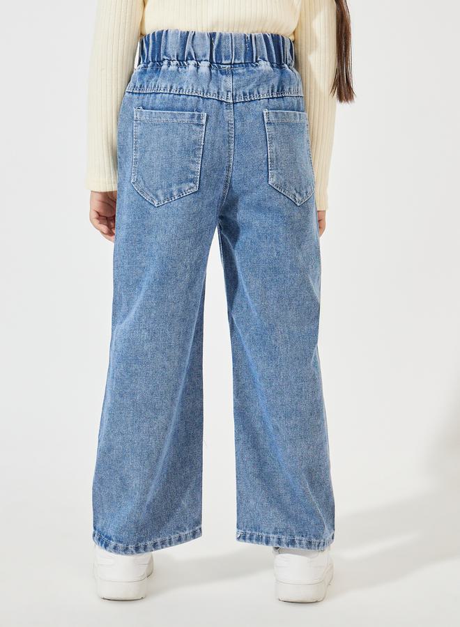 Styli Slant Pocket Embroidery Detail Straight Jeans  - Image 4