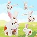 Easfan Bunny Pink Plush Toy Jumping Spotted Rabbit Talking Hopping Ears Nose Moving Educational Plush Toy Singing Shaking Glowing Interactive Toy Electric for Toddlers Kids - Image 4