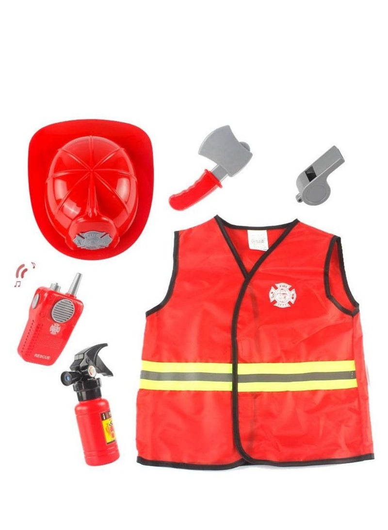 نمط جديد رجال الاطفاء قبعة الملابس طفاية حريق استدعاء آلة صافرة دور لعب لعبة - Image 1
