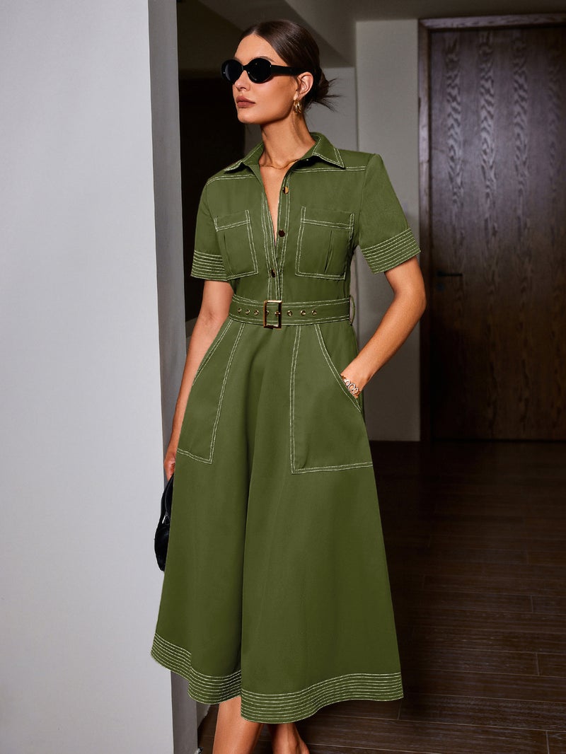 SIMPLEE Elegant Midi Dress for Women | Perfect for cocktail parties, holiday weddings, evening gowns, casual summer parties, and beach vacations. - Image 1