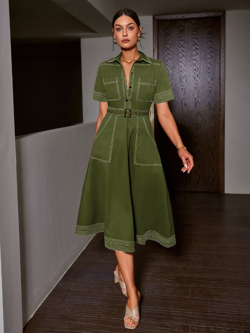 SIMPLEE Elegant Midi Dress for Women | Perfect for cocktail parties, holiday weddings, evening gowns, casual summer parties, and beach vacations. - Image 2