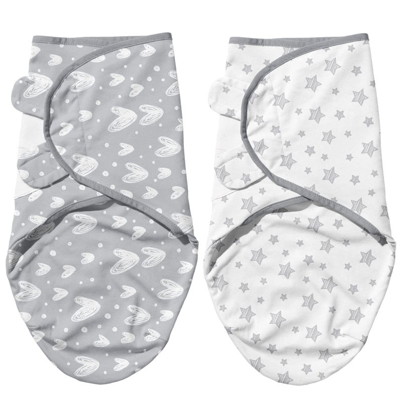 Biloban Baby Swaddles 0-3 Months for Boy Girls, Baby Swaddle, Newborn Swaddle, Cotton Swaddle Blanket, Baby Essentials, Lovely Grey Print, 2 Pack - Image 1