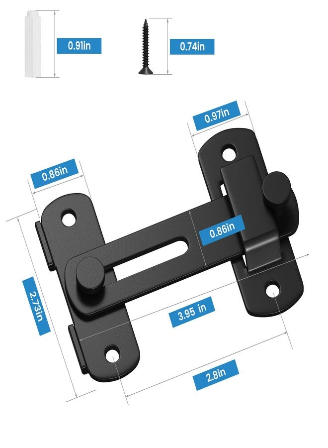 SMARTSTANDARD Barn Door Lock, 180 Degree Barn Door Latch, Matte Black Steel Gate Latch Hardware, Barn Door locks and Latches for Bedroom, Wooden Fence, Pocket Door, Cat Door (Black, 4PCS) - Image 2