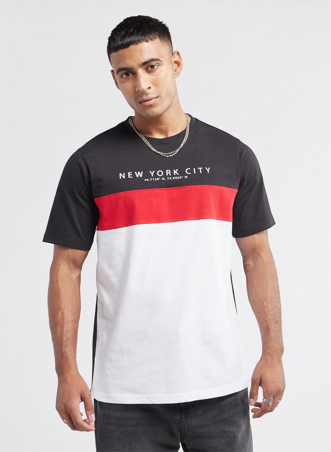 سبلاش فيڤ تيشيرت بقوالب ملونة وأكمام قصيرة وياقة ضيقة - Image 1