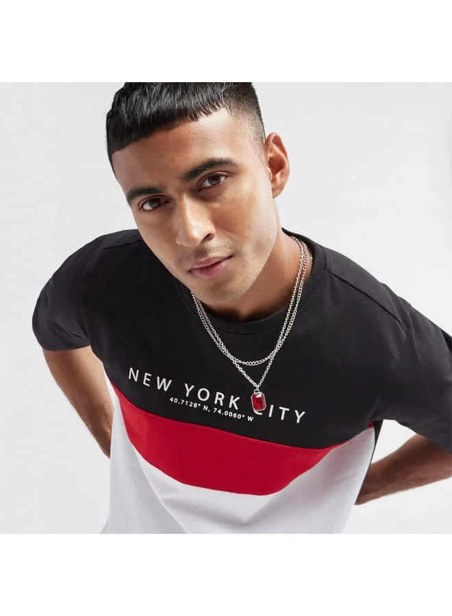 Splash FAV Colourblock T-shirt with Crew Neck and Short Sleeves