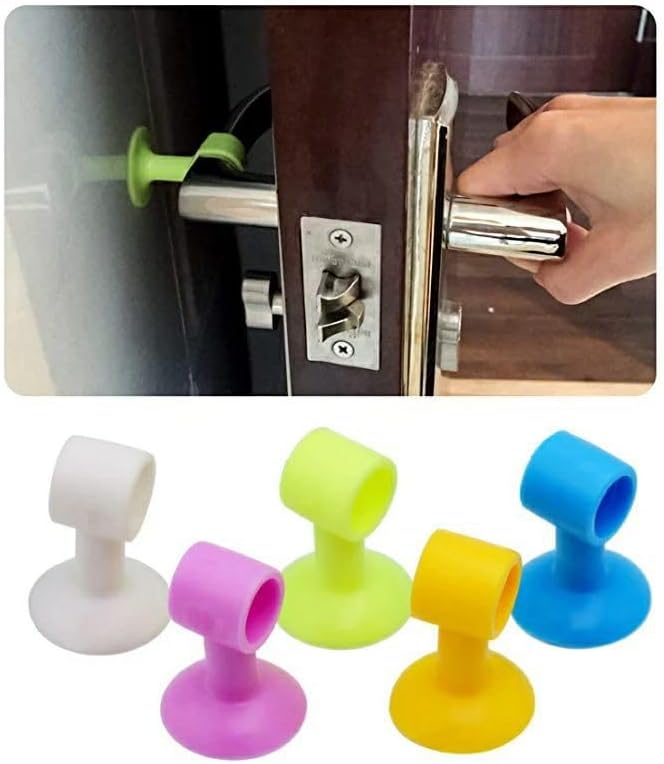 Set of 8 Multi-Colored Hook-Shaped Silicone Door Stoppers - Image 3