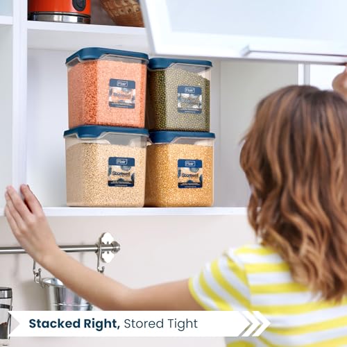 FLAIR Storewell Square Food Storage Containers Set of 4 (1800 ML)- Blue, Air Tight Containers for Kitchen Storage Ideal kitchen box for Rice, Atta and Grains, BPA-Free, Food Grade - Image 5