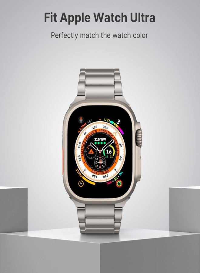 MoKo Titanium Band Compatible with Apple Watch Ultra 3/2/1 49mm,S11/S10 46mm,9/8/7 45mm,SE3/SE2/SE/6/5/4 44mm,3/2/1 42mm,Titanium Replacement Watch Band with Folding Clasp,Titm - Image 2