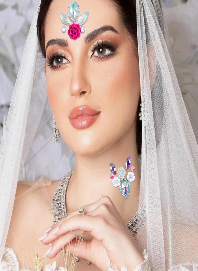 Face Gems Stickers Women Diamond Forehead Sticker Rhinestones Pearl Spring Theme Flowers Decoration Birthday Festival Party Self-Adhesive DIY Body Fashion Art Decals (A#) - Image 3