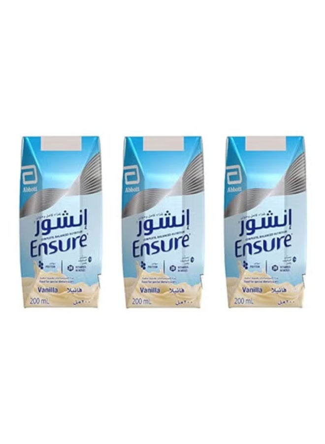حليب إنشور بنكهة الفانيلا – مكمل غذائي متكامل 200 مل × 3 عبوات – لدعم الصحة والطاقة اليومية