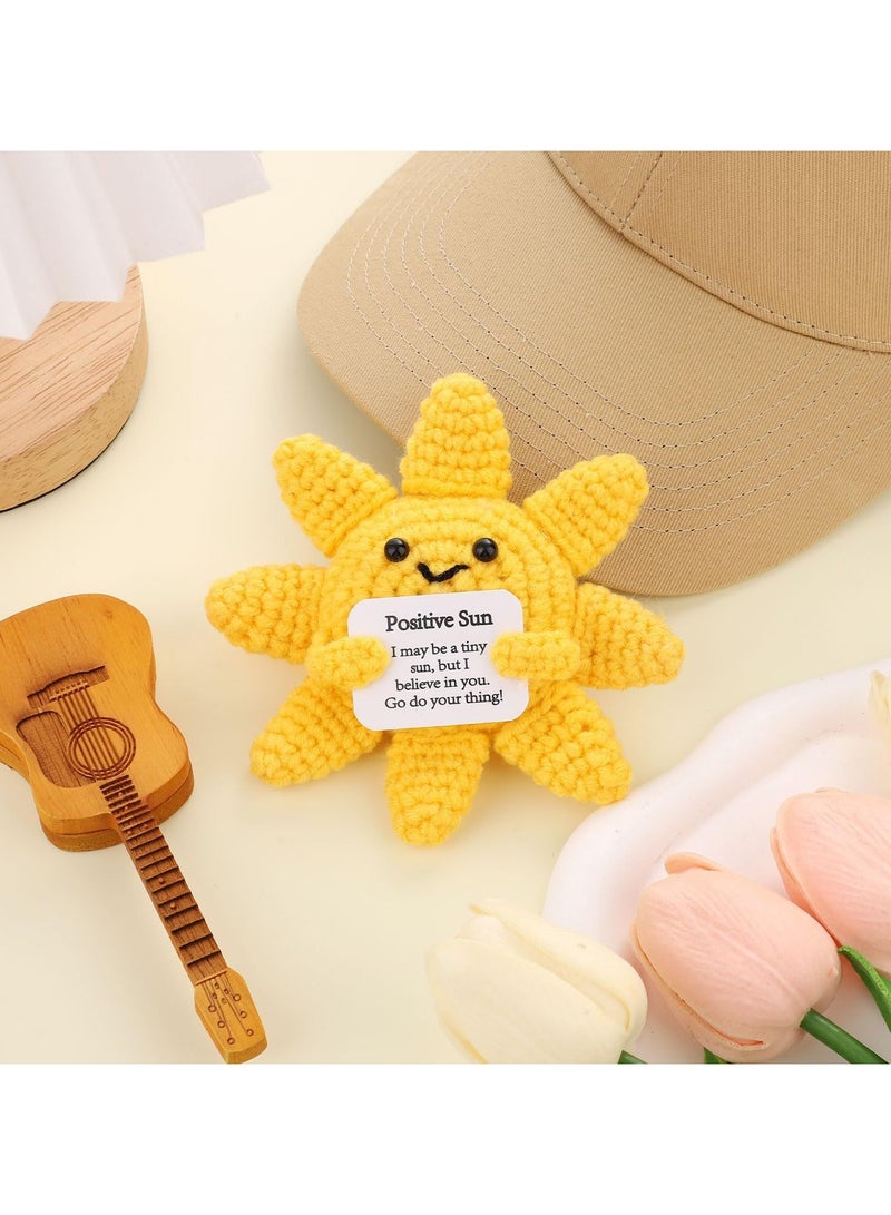 general Funny Positive Crochet Sun - Handmade Yarn Ornament, Cute Smile Decoration for Kids Room/Bag/Keychain, Healing Gift - Image 3
