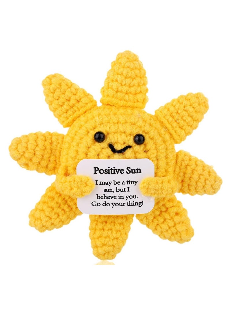 general Funny Positive Crochet Sun - Handmade Yarn Ornament, Cute Smile Decoration for Kids Room/Bag/Keychain, Healing Gift - Image 1