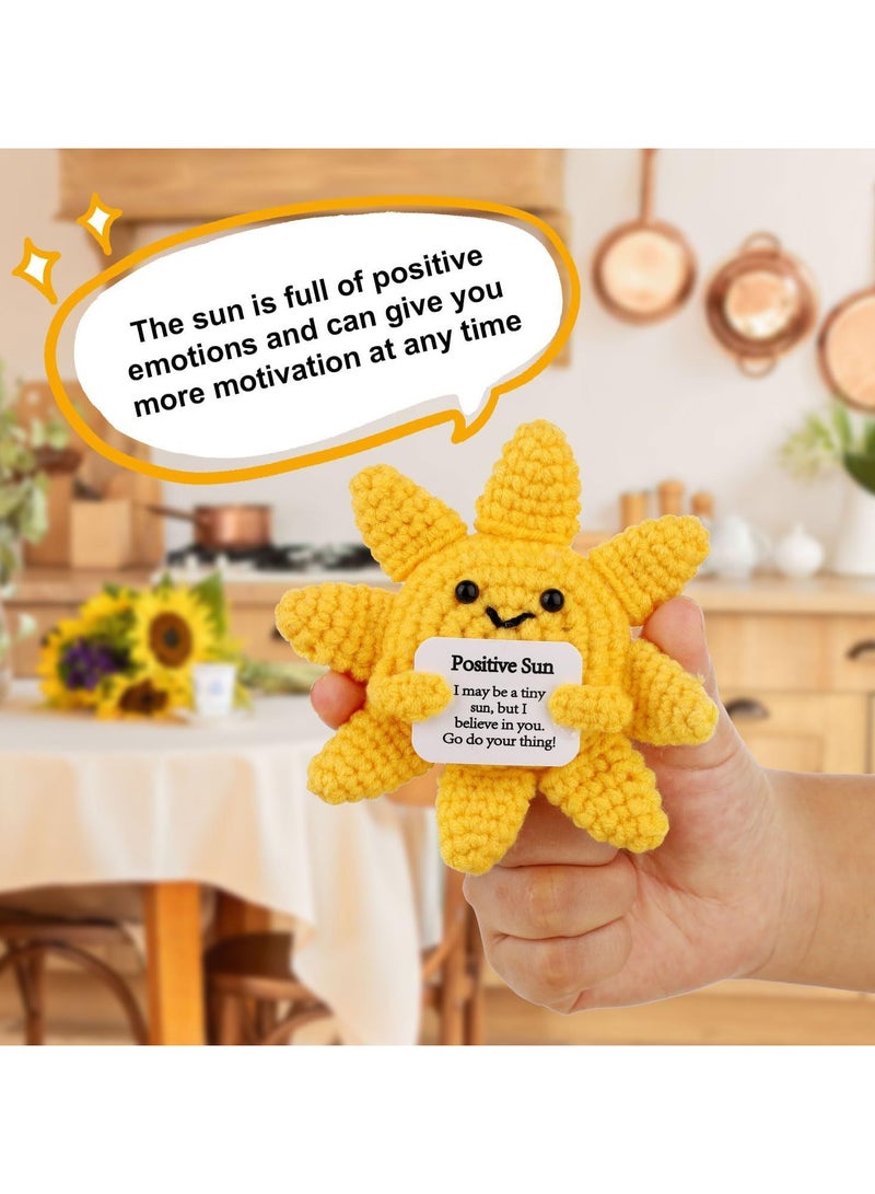 general Funny Positive Crochet Sun - Handmade Yarn Ornament, Cute Smile Decoration for Kids Room/Bag/Keychain, Healing Gift - Image 4