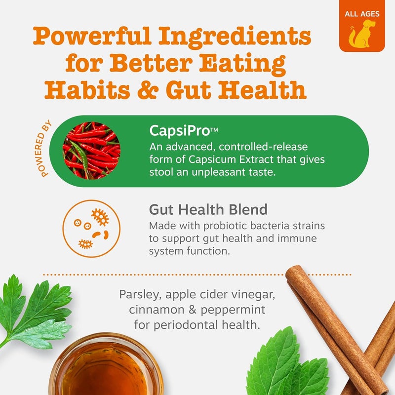 زيساي بوس Zesty Paws Chew No Poo Bites للكلاب – مكملات لتخفيف عادة أكل البراز – مكملات طرية لردع الكلاب عن أكل برازهم أو براز الكلاب الآخرين – تدعم الجهاز الهضمي واللثة والجهاز المناعي بفضل البروبيوتيكات – مكونات الدجاج – عبوة تحتوي على 90 قطعة. - Image 3