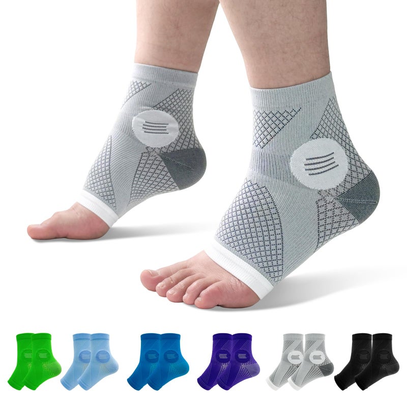Sagry 6Pairs Neuropathy Socks - Toeless Compression Socks for Women & Men, Plantar Fasciitis & Achilles Tendonitis Relief, Arch Support (Large) - Image 1