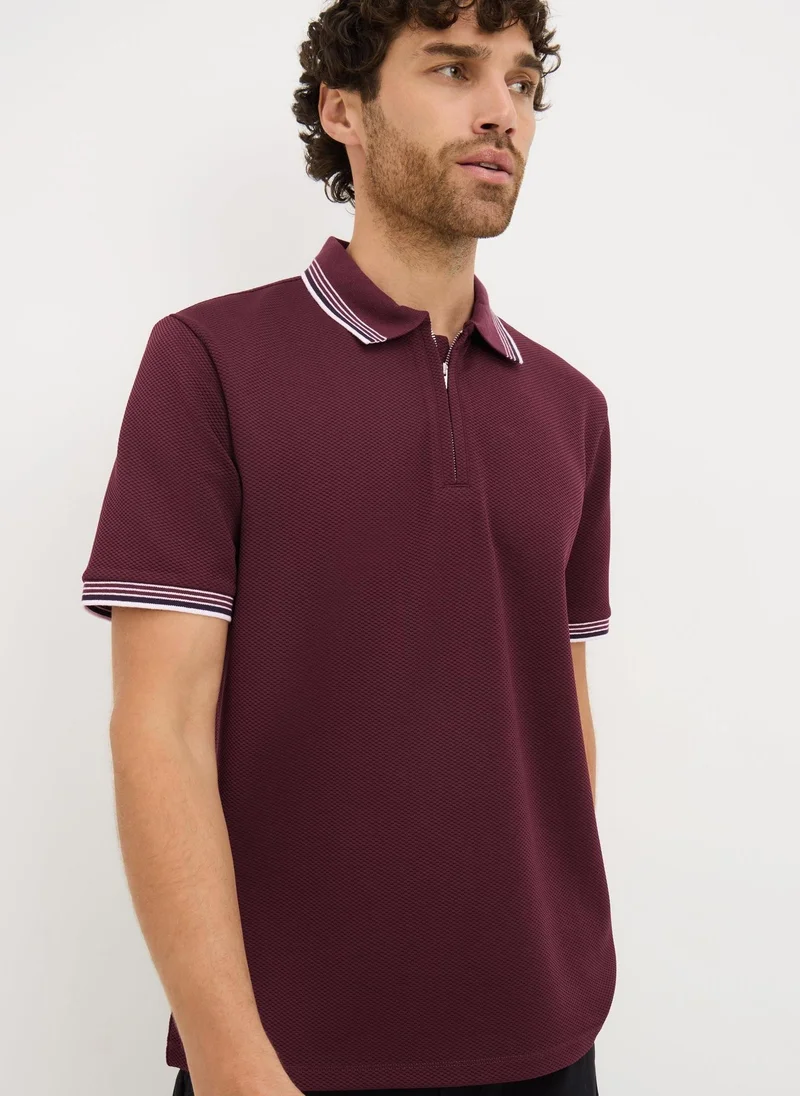 ماتلان Burgundy Tipped Polo Shirt