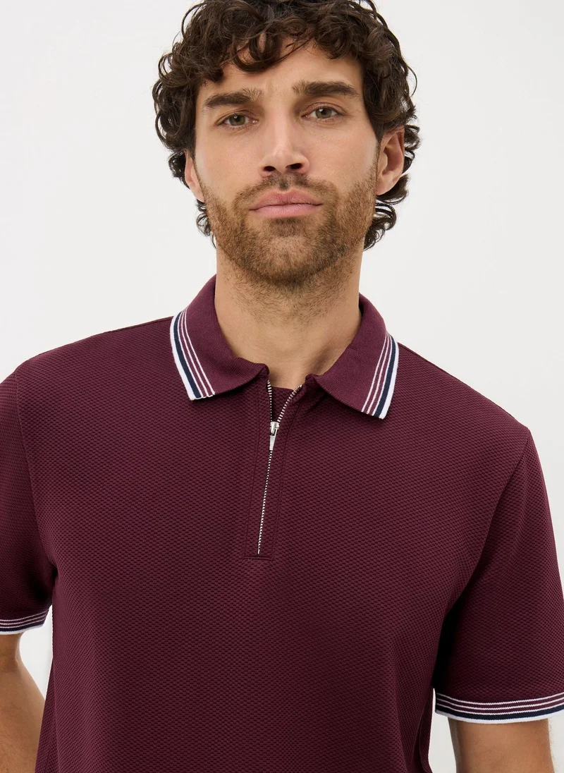 ماتلان Burgundy Tipped Polo Shirt