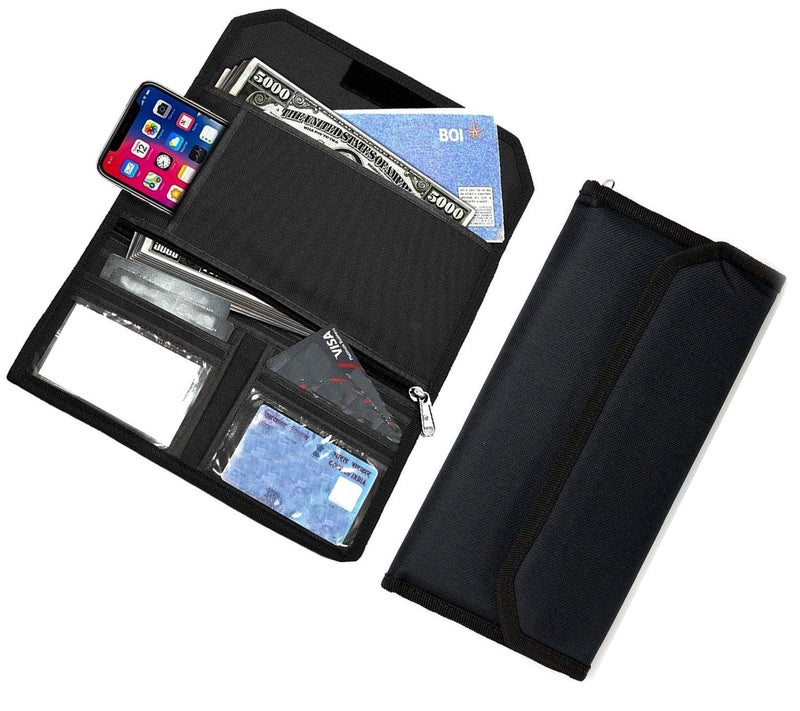 GreatDio Multipurpose Multi Pocket Expanding Cheque Book Holder Travel Organizer Document Bag for Small Accessories- Black - Image 1