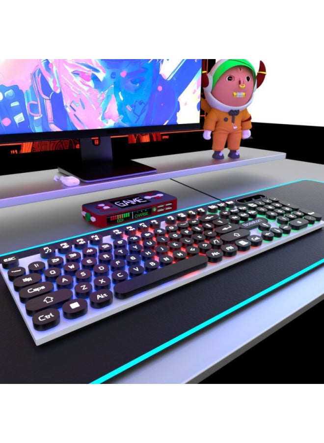 E-sports Mechanical Feel Game Keyboard Wired Desktop Laptop Universal Wired Keyboard Mouse Glow-Colour:Black Backlit Punk-colorful-single Keyboard