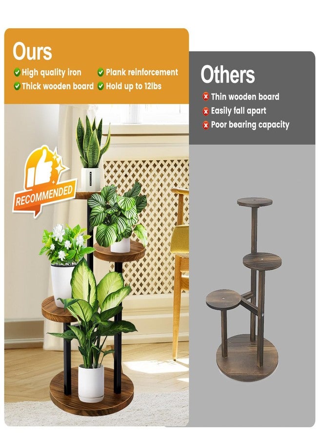 GEEBOBO 3 Tier Plant Stand Indoor, Metal Wood Plant Stands For Indoor Plants Multiple, Corner Tiered Flower Plants Shelf Stand for Living Room Bedroom, Brown - Image 4