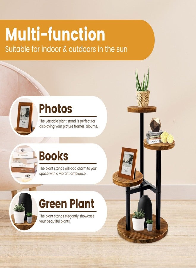 GEEBOBO 3 Tier Plant Stand Indoor, Metal Wood Plant Stands For Indoor Plants Multiple, Corner Tiered Flower Plants Shelf Stand for Living Room Bedroom, Brown - Image 5