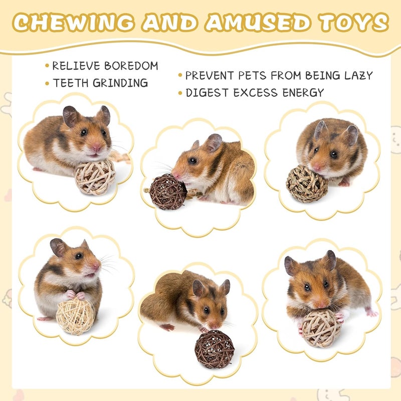 Sosation 24 Packs Guinea Pigs Toys Small Animals Play Balls Chew Gnawing Treats Bunny Toys Hay Grass Balls for Small Animals Entertainment PET Cage Accessories - Image 4